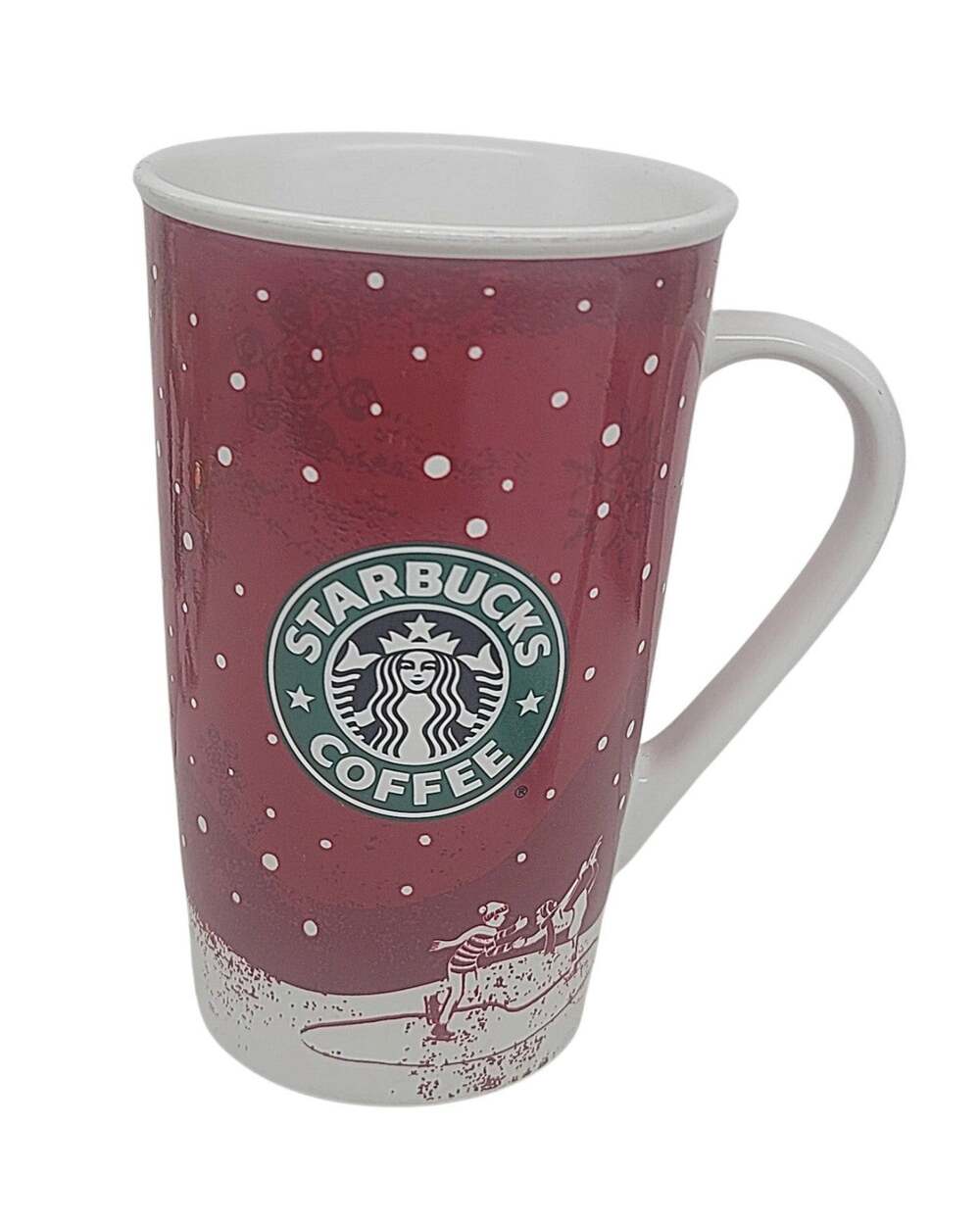 Starbucks Holiday Christmas Winter Ice Skating Tall Coffee Mug 2007 16 oz - B1